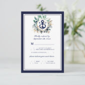 Elegante klassische Navy Anchor Grüne Speisekarte RSVP Karte (Stehend Vorderseite)
