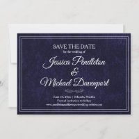 Elegante klassische Navy-Blau-Hochzeit Save-Date-K