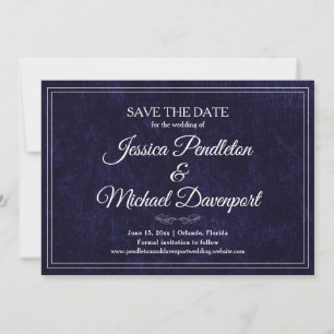 Elegante klassische Navy-Blau-Hochzeit Save-Date-K Save The Date