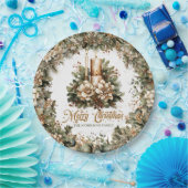 Elegante klassische pastellgrüne goldene Weihnacht Pappteller (Party)