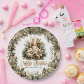 Elegante klassische pastellgrüne goldene Weihnacht Pappteller (Party)