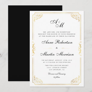Elegante klassische Rahmen-Hochzeitseinladung Einladung