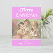 Elegante, klassische Rosa Frohe Weihnachtskarte Feiertagskarte (Stehend Vorderseite)