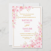 Elegante klassische rosa Kirschblossom Blumenhochz Einladung (Vorderseite)