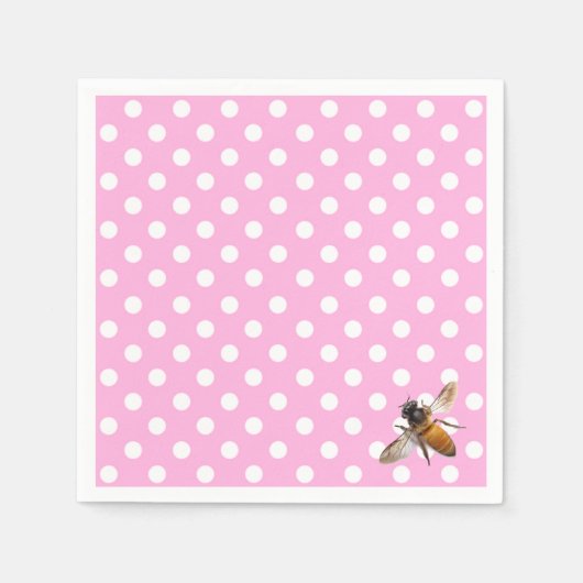Elegante klassische Rosa-Polla-Dot-Honigbiene Serviette (Vorderseite)