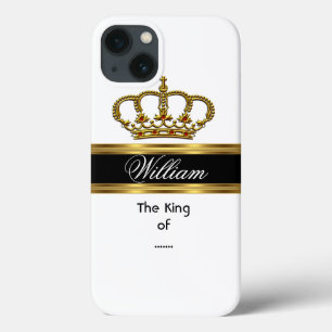 Elegante Klassische Royal King Gold Schwarz Weiße iPhone 13 Hülle