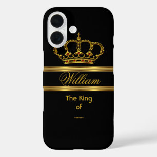 Elegante Klassische Royal King Gold Schwarze Krone iPhone 16 Hülle