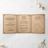 Elegante klassische Rustikale Kraft-Monogramm-Hoch Dreifach Gefaltete Einladung (Innenseite)