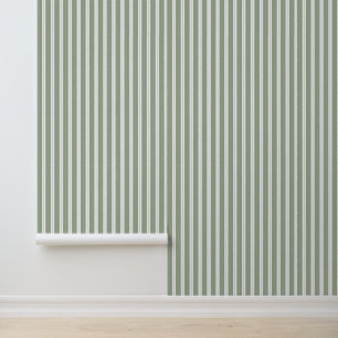 Elegante klassische Sage Green French Ticking Stri Tapete