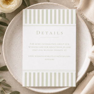 Elegante klassische Salbeigrün gestreifte Hochzeit Begleitkarte