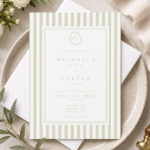 Elegante klassische Salbeigrün gestreifte Monogram