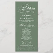 Elegante Klassische Salbeigrüne Schrift Hochzeit Programm (Vorderseite)