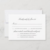 Elegante klassische Schwarz-Weiß-Gerichte RSVP Karte (Vorderseite)