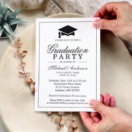 Elegante Klassische Schwarz-weiß Graduierungsparte Einladung