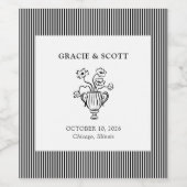 Elegante klassische Schwarz-Weiß-Hand-Hochzeit Weinetikett (Einzelnes Label)