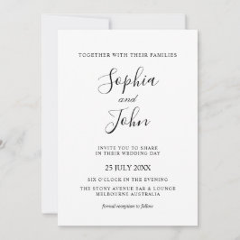 Elegante klassische Schwarz-Weiß-Hochzeit - Einlad Einladung