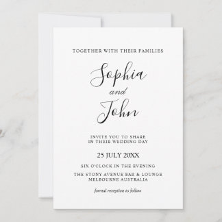 Elegante klassische Schwarz-Weiß-Hochzeit - Einlad Einladung