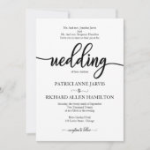 Elegante klassische Schwarz-Weiß-Hochzeit Einladung (Vorderseite)