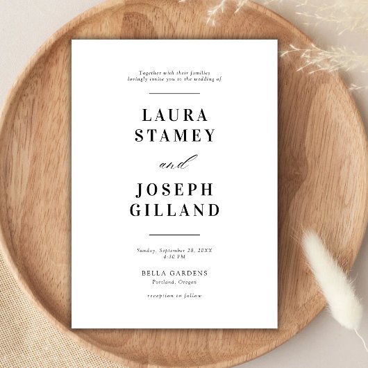 Elegante klassische Schwarz-Weiß-Hochzeit Einladung