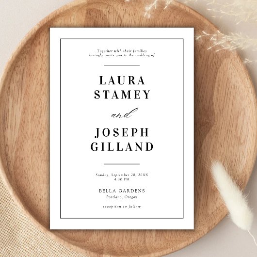 Elegante klassische Schwarz-Weiß-Hochzeit Einladung