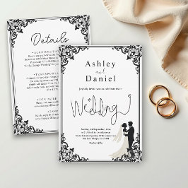 Elegante klassische Schwarz-Weiß-Hochzeit Einladung