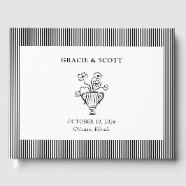 Elegante klassische Schwarz-Weiß-Hochzeit Gästebuch