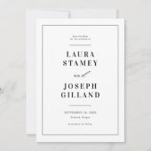 Elegante klassische Schwarz-Weiß-Hochzeit Save The Date (Vorderseite)