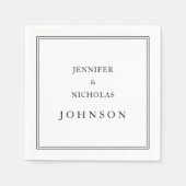 Elegante klassische Schwarz-Weiß-Hochzeit Serviette (Vorderseite)