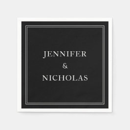 Elegante klassische Schwarz-Weiß-Hochzeit Serviette