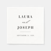 Elegante klassische Schwarz-Weiß-Hochzeit Serviette (Vorderseite)