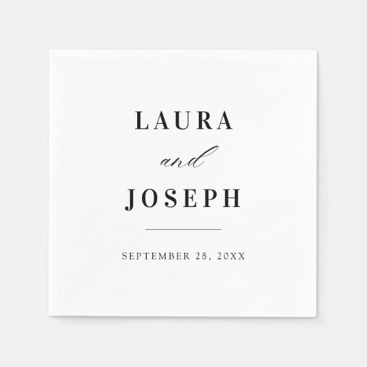 Elegante klassische Schwarz-Weiß-Hochzeit Serviette (Vorderseite)