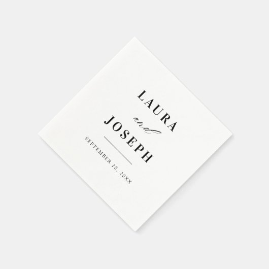 Elegante klassische Schwarz-Weiß-Hochzeit Serviette (Ecke)