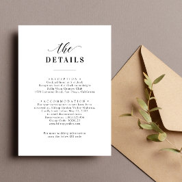 Elegante klassische Schwarz-Weiß-Hochzeitsdetails Begleitkarte