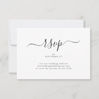 Elegante klassische Schwarz-Weiß-Kaligrafie-Hochze RSVP Karte