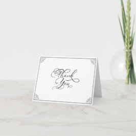 Elegante klassische Schwarz-Weiß-Kalligrafie-Hochz Dankeskarte