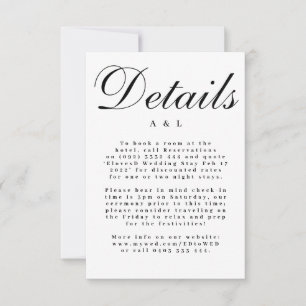 Elegante klassische Schwarz-Weiß-Kalligrafie-Hochz RSVP Karte