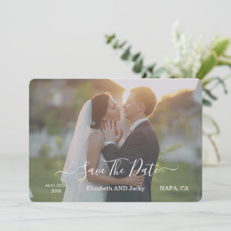 Elegante klassische Schwarz-Weiß-Kalligrafie-Hochz Save The Date