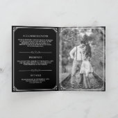 Elegante klassische Schwarz-Weiß-Monogramm-Hochzei Einladung (Innenseite)