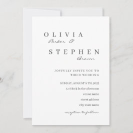 Elegante klassische Schwarz-Weiß-Schrift Hochzeit Einladung