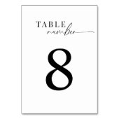 Elegante klassische Schwarz-Weiß-Script-Hochzeit Tischnummer (Rückseite)