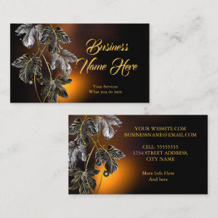 Elegante Klassische Schwarze Goldene Blätter Bronz Visitenkarte