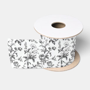 Elegante klassische schwarze grandmillennial Toile Satinband
