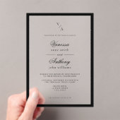 Elegante klassische Schwarze Grenzhochzeit Acryleinladungen (Insitu (Handheld))