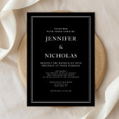 Elegante klassische Schwarze Hochzeit Einladung