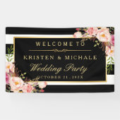 Elegante klassische Schwarze Streifen Hochzeitsfei Banner (Horizontal)