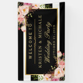 Elegante klassische Schwarze Streifen Hochzeitsfei Banner (Vertikal)