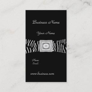 Elegante klassische schwarze Zebra-Tier-Diamant Visitenkarte
