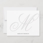 Elegante Klassische Script Gray Monogram Calligrap Mitteilungskarte (Vorderseite)