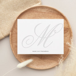 Elegante Klassische Script Gray Monogram Calligrap Mitteilungskarte