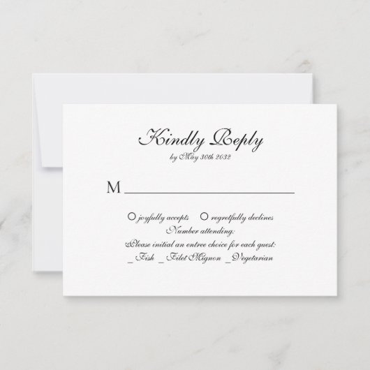 Elegante klassische Script Monogram Wedding Rsvp (Vorderseite)